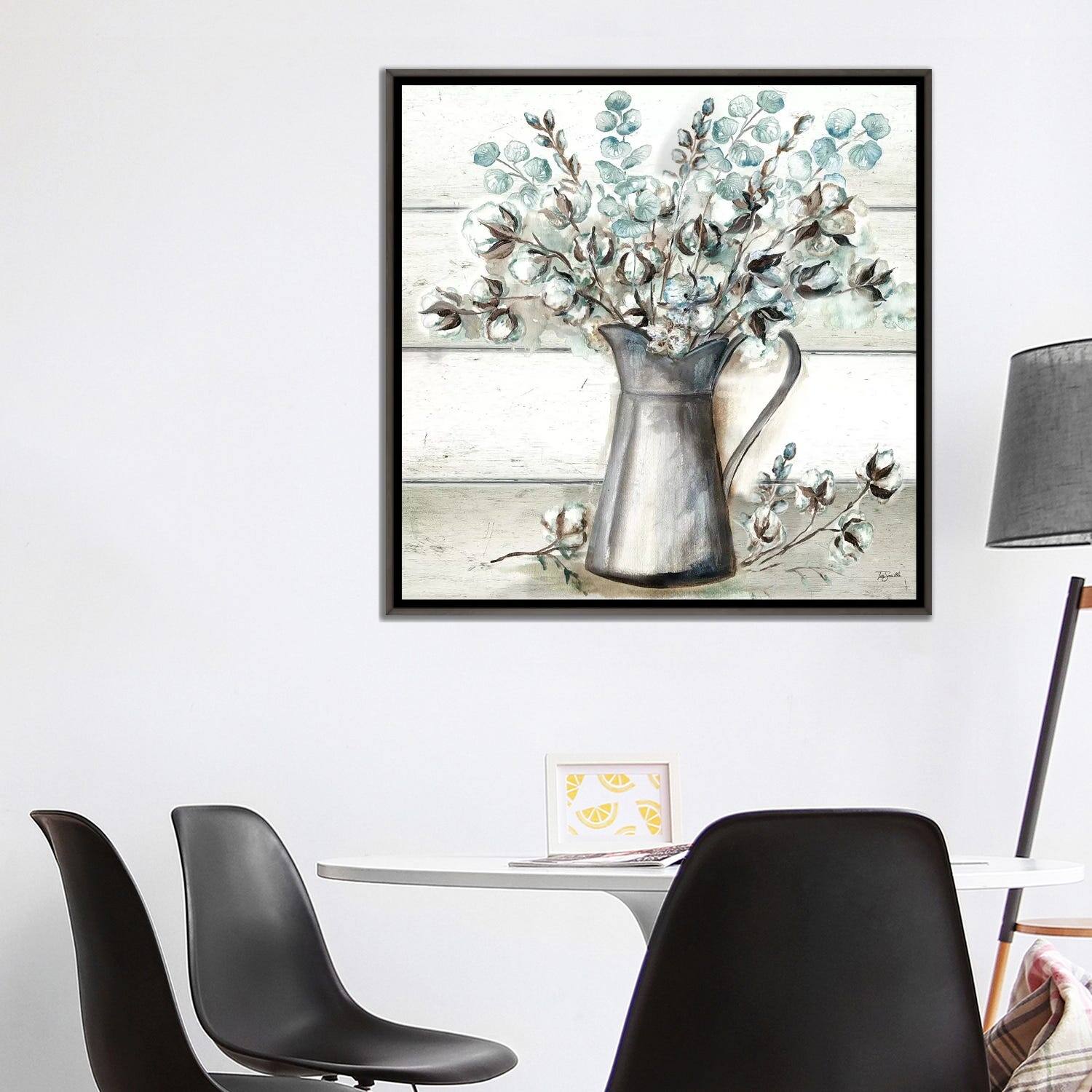 iCanvas "Farmhouse Cotton Tin Pitcher" by Tre Sorelle Studios Framed